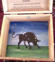Painted Cigar Boxes - Taurus Zodiac Box - Gouache